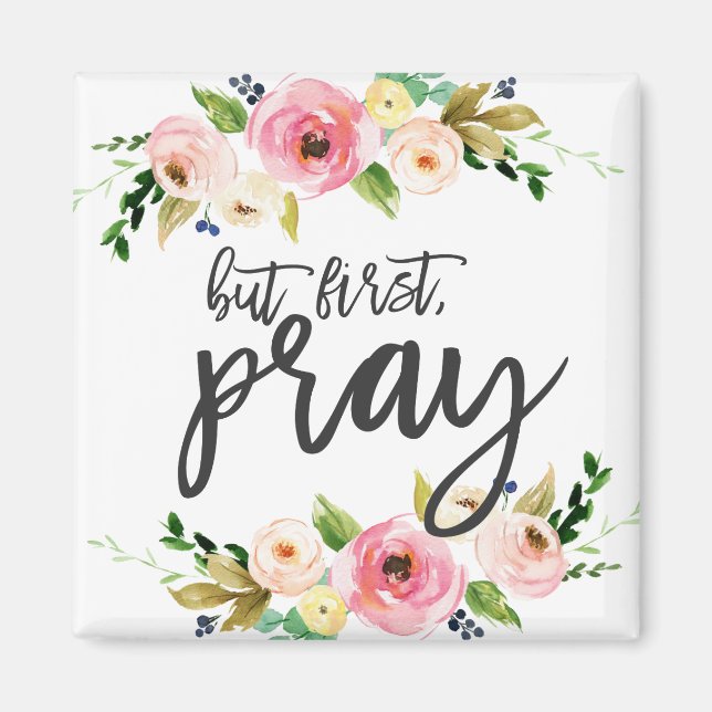 Men först, Pray, Blommigt Prayer Boho blommigt Magnet (Framsidan)