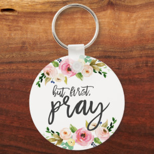 Men först, Pray, Blommigt Prayer Boho blommigt Nyckelring