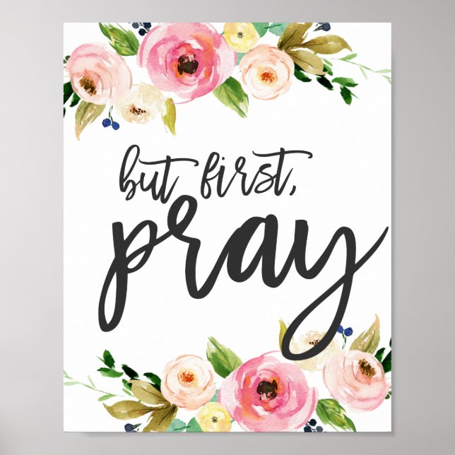 Men först, Pray, Blommigt Prayer Boho blommigt Poster (Framsidan)