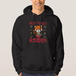 Men först Ramen Cute Red Panda Eats Ramen Hoodie
