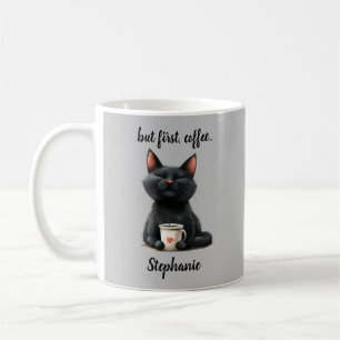 Men först Rolig svart katt Kaffemugg