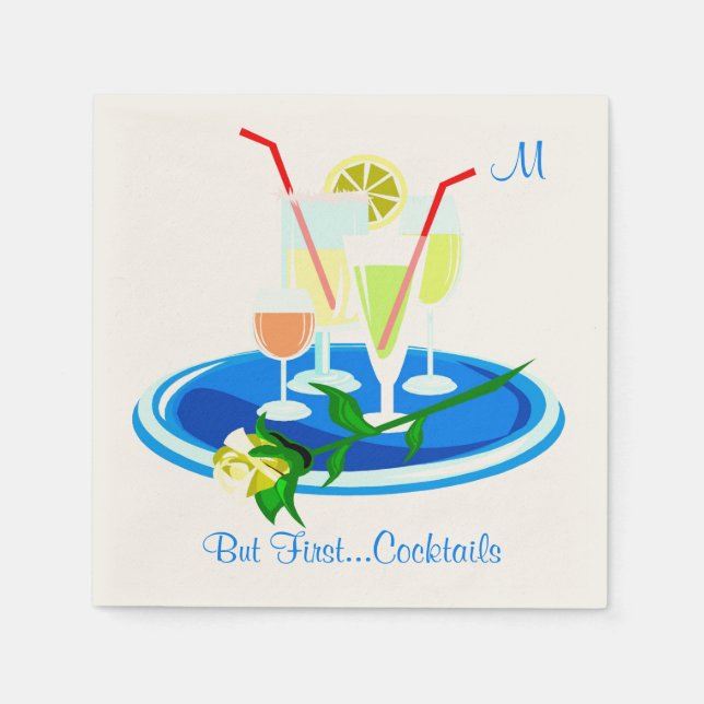 Men första Cocktails Drink Quote Roligt Humor Pappersservett (Framsidan)