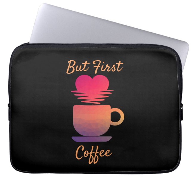 Men första kaffe | Morgon Sunrise Coffee Älskare Laptop Fodral (Framsidan)