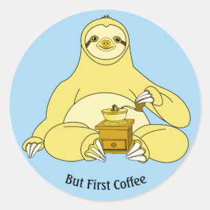 Men första kaffe runt klistermärke