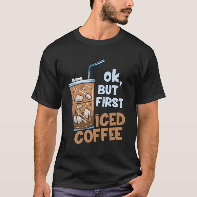 Men första kaffe t shirt (Framsida)