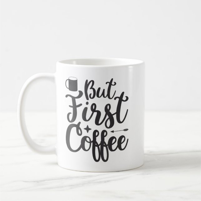 Men första kaffe T-Shirt Kaffemugg (Vänster)