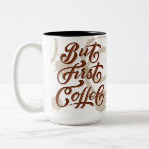 Men första kaffe Två-Tonad mugg