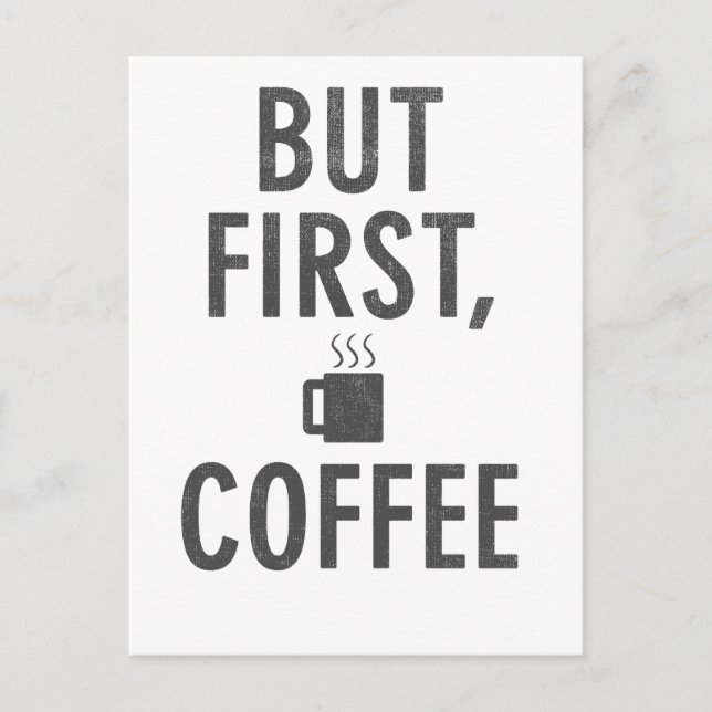 Men första kaffe vykort (Framsida)