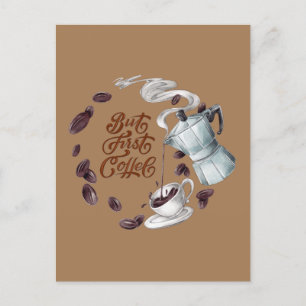 Men första kaffe vykort