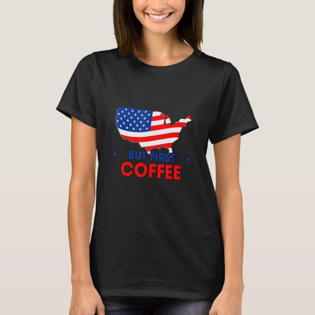 Men första kaffekoffein Humor Sarkastic T Shirt (Framsida)