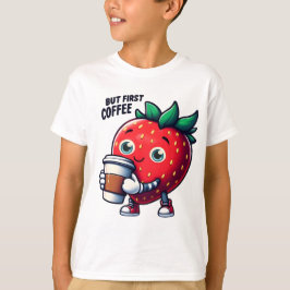 Men första kaffet - Cute Strawberry Coffee Älskare T Shirt