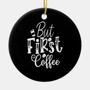 men första kaffet julgransprydnad keramik