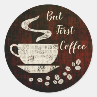 Men första kaffet - kuvertstift runt klistermärke