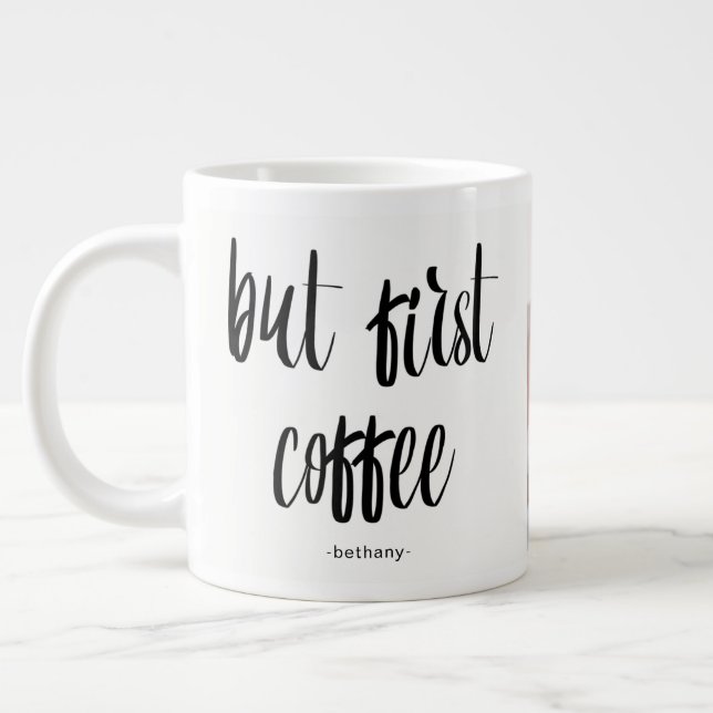 Men första kaffet Lägg till bild och Namn Jumbo Mugg (Vänster)