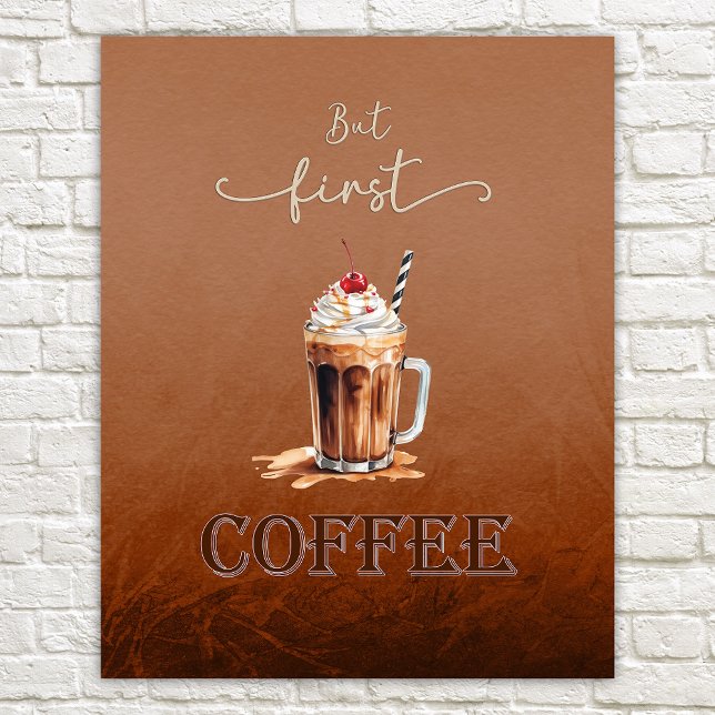 Men första kaffet Rustic Funny Poster (Skapare uppladdad)