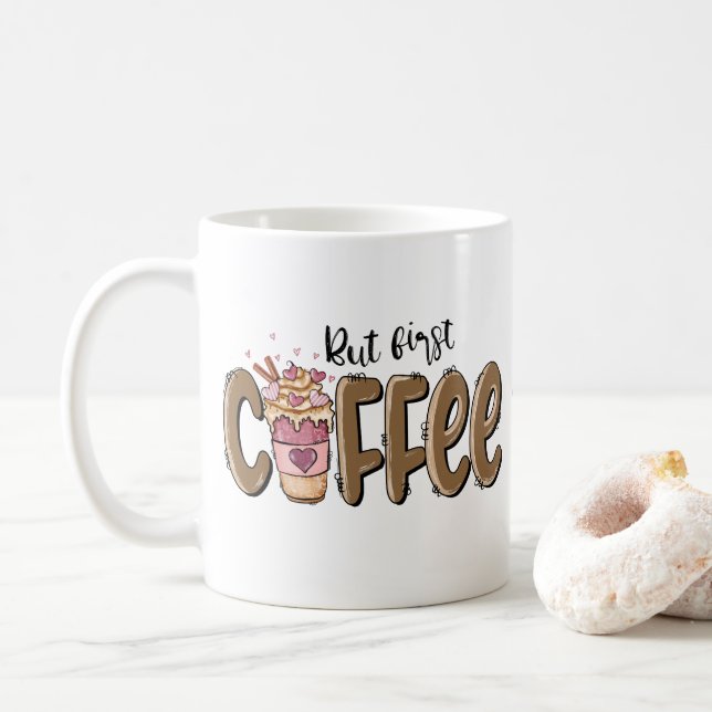 Men första kaffets Personlig - publicering Kaffemugg (Med munk)