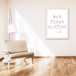 Men första kaffetypografi med kaffefärg med Roligt Poster