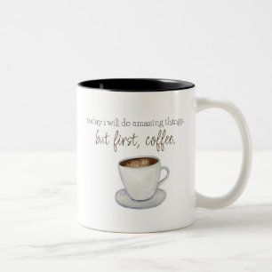Men första kaffetypografi, vattenfärg Två-Tonad mugg