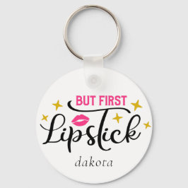 Men första Lipstick | Makeup Typography-skript Nyckelring