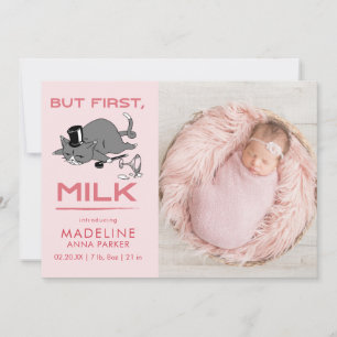 Men första Mjölk Funny Cat Photo Birth Meddelande
