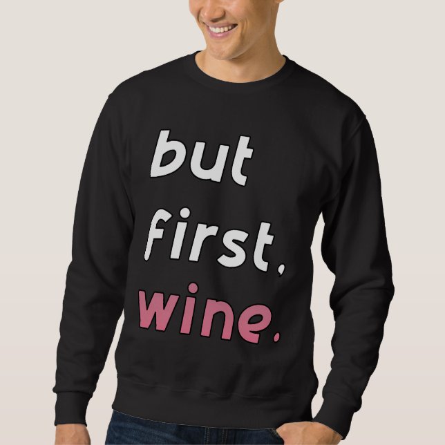 Men första Vin Vin Röda Vin vita Vin Lång Ärmad Tröja (Framsida)