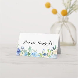 Men Grönt Hydrangea Flower Bröllop Place Card Placeringskort