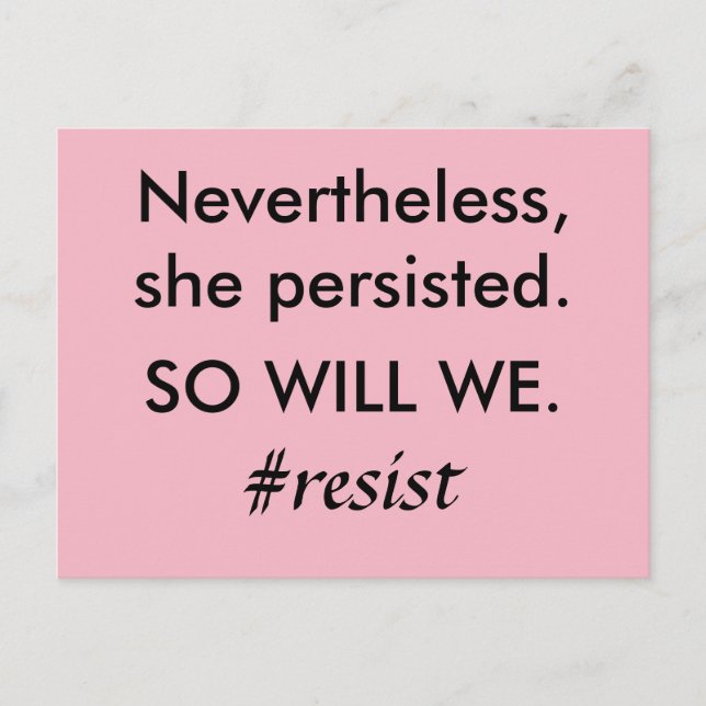 Men hon höll fast vid det, så kommer vi att motsät vykort (Framsida)