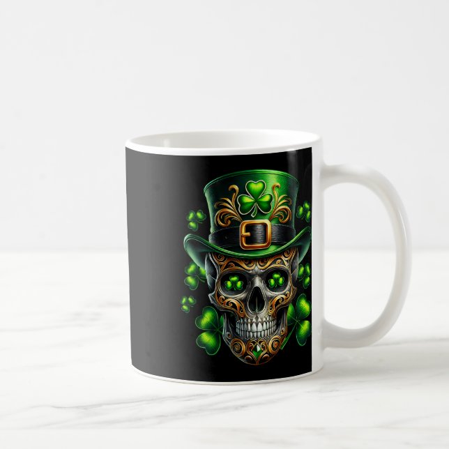 Men Irish Skull Shamrock Leprechaun Ireland St Pat Kaffemugg (Höger)