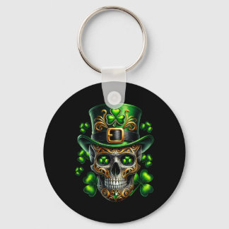 Men Irish Skull Shamrock Leprechaun Ireland St Pat Nyckelring