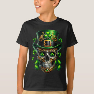 Men Irish Skull Shamrock Leprechaun Ireland St Pat T Shirt