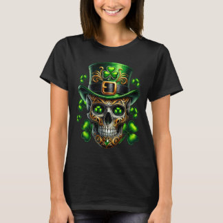 Men Irish Skull Shamrock Leprechaun Ireland St Pat T Shirt