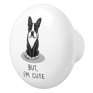 Men jag är Cute Boston Terrier (svart) Hund Funny Knopp