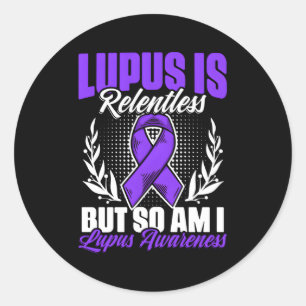 Men jag är också Lupus Lila Ribbon Lupus-medveten Runt Klistermärke
