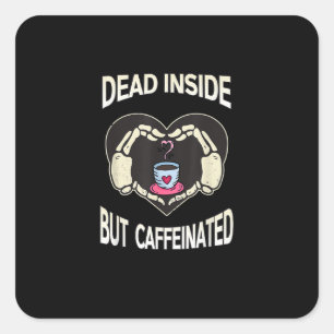 Men koffeinfri kaffe Skeleton Händer Heart Fyrkantigt Klistermärke