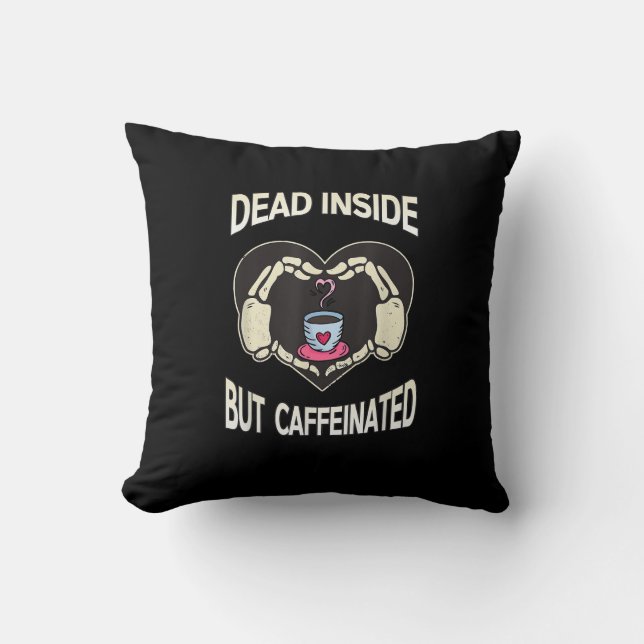 Men koffeinfri kaffe Skeleton Händer Heart Kudde (Framsida)