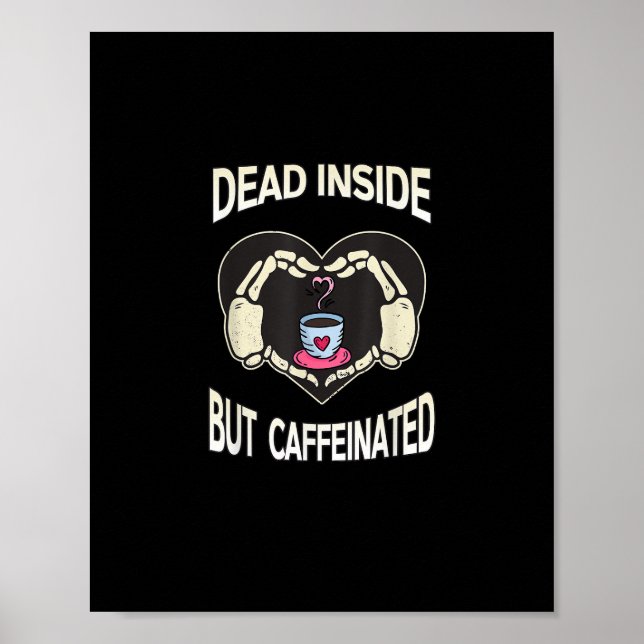 Men koffeinfri kaffe Skeleton Händer Heart Poster (Framsidan)