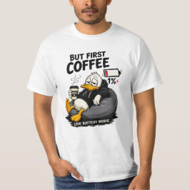 MEN KOLLA FÖRST Kaffe Grafisk T-shirt för Kaffeäls