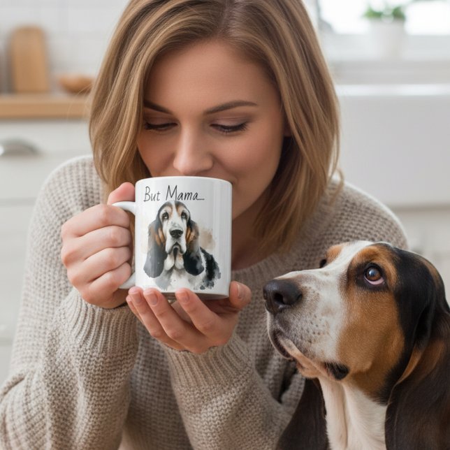 Men mamma....... Basset Hound Modern Mugg (Skapare uppladdad)