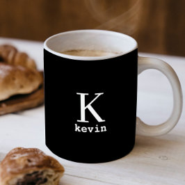 Men monogram svart och vit namn personlig kaffemugg