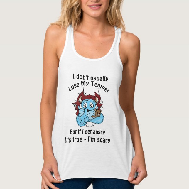 Men om jag får arg, roligt monster Girl Linne Med Racerback (Framsida)