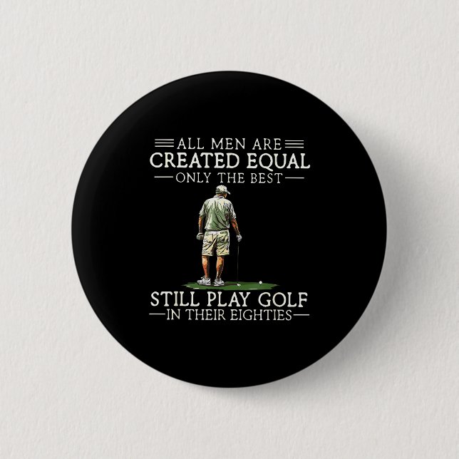 Men Play Golf Eighties 80 Funny Golfer Golfing  Knapp (Framsida)