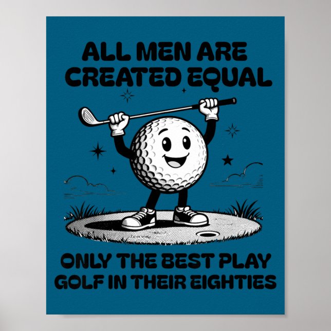 Men Play Golf Eighties Birthday All Men D Equal  Poster (Framsidan)