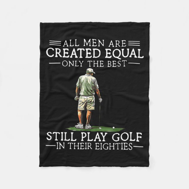 Men Play Golf Eighties Funny Golfer Golfing  Fleecefilt (Framsidan)