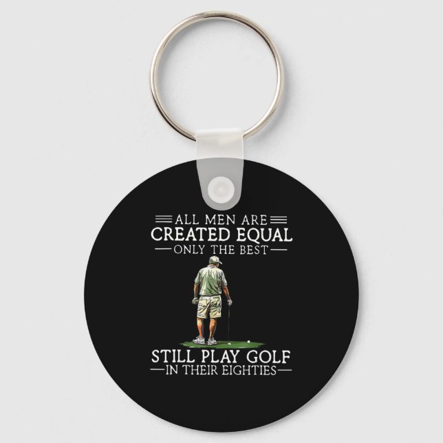 Men Play Golf Eighties Funny Golfer Golfing  Nyckelring (Framsida)
