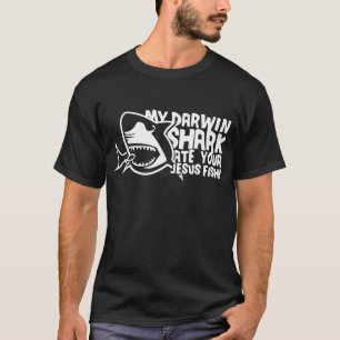 Men_s min Darwin hajåt din Jesus fisk roliga Jo T Shirt