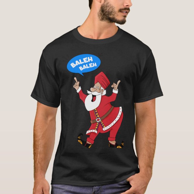 Men s Punjabi Indian Bhangra Dancing Santa Singh T Shirt (Framsida)