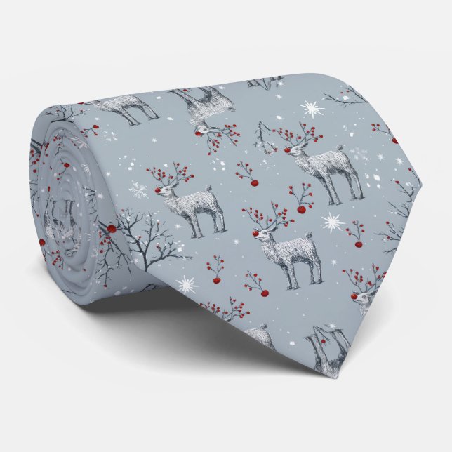 Men’s Reindeer Christmas Neck Tie Slips (Rullad)
