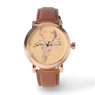 Men’s Rose Gold Vintage Watch with Brown Leather S Armbandsur