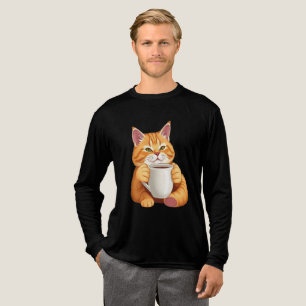 Men Söt Rödhårig Katt Kaffe Grafisk Tröja
