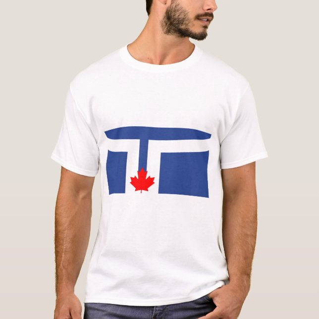 Men T Shirt with Flag of Toronto, Canada (Framsida)
